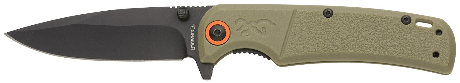 Browning 3220513 Buckmark Slim EDC 3.13″ Folding Drop Point Plain Black Oxide D2 Steel Blade, Sage Textured Polymer Handle Browning 3220513 Buckmark Slim EDC 3.13″ Folding Drop Point Plain Black Oxide D2 Steel Blade, Sage Textured Polymer Handle
