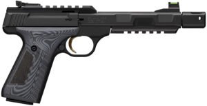 Browning 051598490 Buck Mark Contour Pro 22 LR 10+1 4.40" Black Threaded w/Compensator Barrel, Matte Black Picatinny Rail Receiver, Matte Black Aluminum Frame w/Picatinny Rail, Black/Gray G10 Grip
