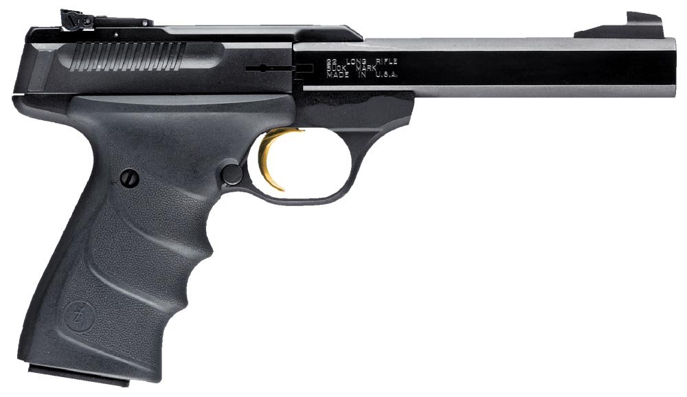 Browning 051407490 Buck Mark Standard *CA Compliant 22 LR 10+1 5.50″ Slab Side Barrel, Matte Black Serrated Steel Slide & Aluminum Frame, Black Overmolded Grips Browning 051407490 Buck Mark Standard *CA Compliant 22 LR 10+1 5.50″ Slab Side Barrel, Matte Black Serrated Steel Slide & Aluminum Frame, Black Overmolded Grips