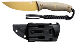 Civivi Knives C23041-2 Stormridge  3.92″ Fixed Straight Back Plain Desert Tan Stonewashed Nitro-V Steel Blade, Tan Textured G10 Handle