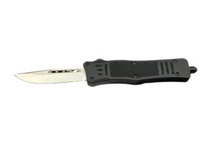 Steel River Knives MT616BULD2DP MT616 Ultralight Mini 2.75″ OTF Drop Point Plain Polished D2 Steel Blade, 4.25″ Black Aluminum Handle