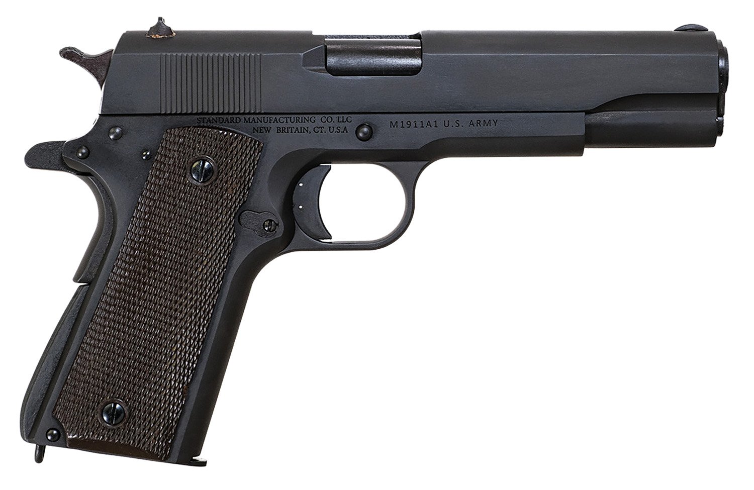 Standard Mfg 1911 Government Full Size Frame 45 ACP 7+1 5″ Black Steel Barrel, Black Parkerized Steel Serrated Slide, Black Parkerized Steel Frame w/Beavertail, Textured Grip Standard Mfg 1911 Government Full Size Frame 45 ACP 7+1 5″ Black Steel Barrel, Black Parkerized Steel Serrated Slide, Black Parkerized Steel Frame w/Beavertail, Textured Grip