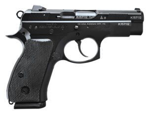 CZ-USA  75D PCT 50th Anniversary Elite Compact 9mm Luger 15+1 3.75″ Black Steel Barrel & 50th Anniversary Engraved/Serrated Slide, Black Polycoat Aluminum Frame w/Beavertail, Black Rubber Grip