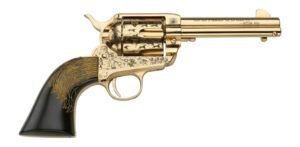 Pietta PFI357KOP434EP 357 Mag 6 Shot 4.75″ Ultra Black Engraved w/Eagle Feather Grip