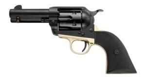 Pietta PFI38ALLOYBR312CB 38 Super 6 Shot 10rd Shot 3.50″ Matte Black Alloy Steel Frame w/Brass Backstrap & Trigger Guard, Black Checkered Grip