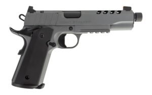 Tisas Arms 10100556 1911 Night Stalker SF 45 ACP 8+1 5.11" Black Threaded Barrel, Gray Cerakote Carbon Steel Lightening Cut/Serrated Slide, Gray Cerakote Carbon Steel Frame w/Beavertail & Picatinny Ra