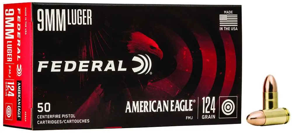 FEDERAL 9MM LUGER 124GR FMJ 50 RD/BX 20 BX/CS FEDERAL 9MM LUGER 124GR FMJ 50 RD/BX 20 BX/CS