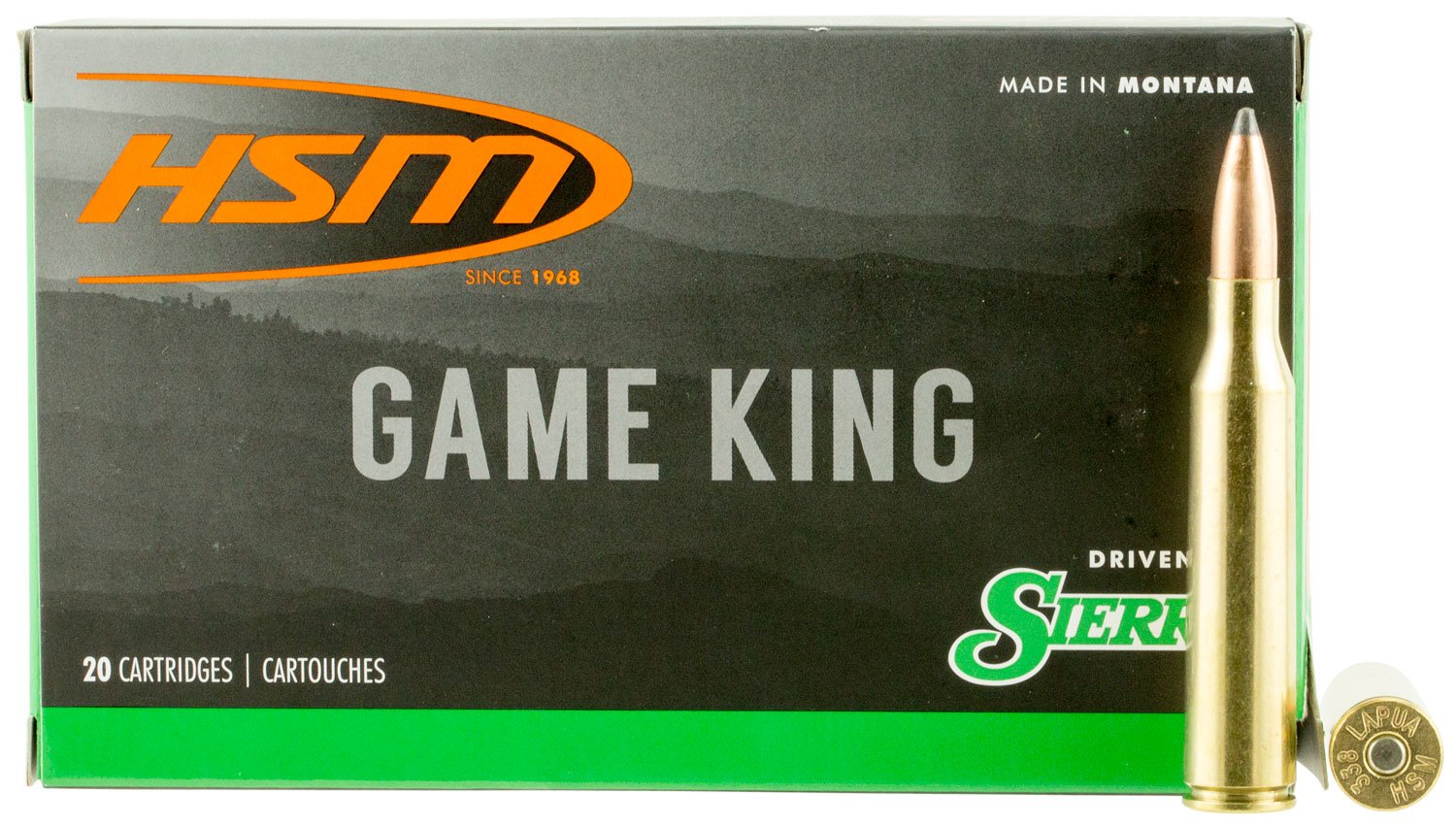 HSM 338LAPUA14N Game King 338 Lapua Mag 215 gr Sierra GameKing Spitzer Boat Tail 20 Per Box/ 20 Case
