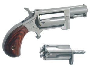 North American Arms SWC Sidewinder Conversion 22 LR/22 WMR 5 Shot 1.50″ Stainless Steel Barrel, Frame & Cylinder, Rosewood Birdshead Grip, Exposed Hammer