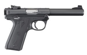 Ruger 40107 Mark IV 22/45 22 LR 10+1 5.50″ Bull Barrel, Blued Steel Slide & Frame, Checkered 1911-Style Panel Grip