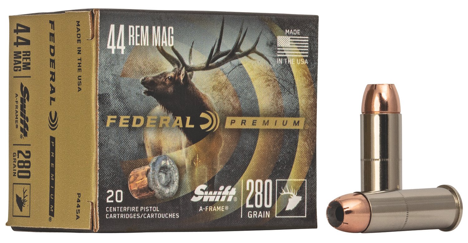 Federal P44SA Premium 44RemMag 280gr Swift A Frame 20 Per Box/10 Case Federal P44SA Premium 44RemMag 280gr Swift A Frame 20 Per Box/10 Case