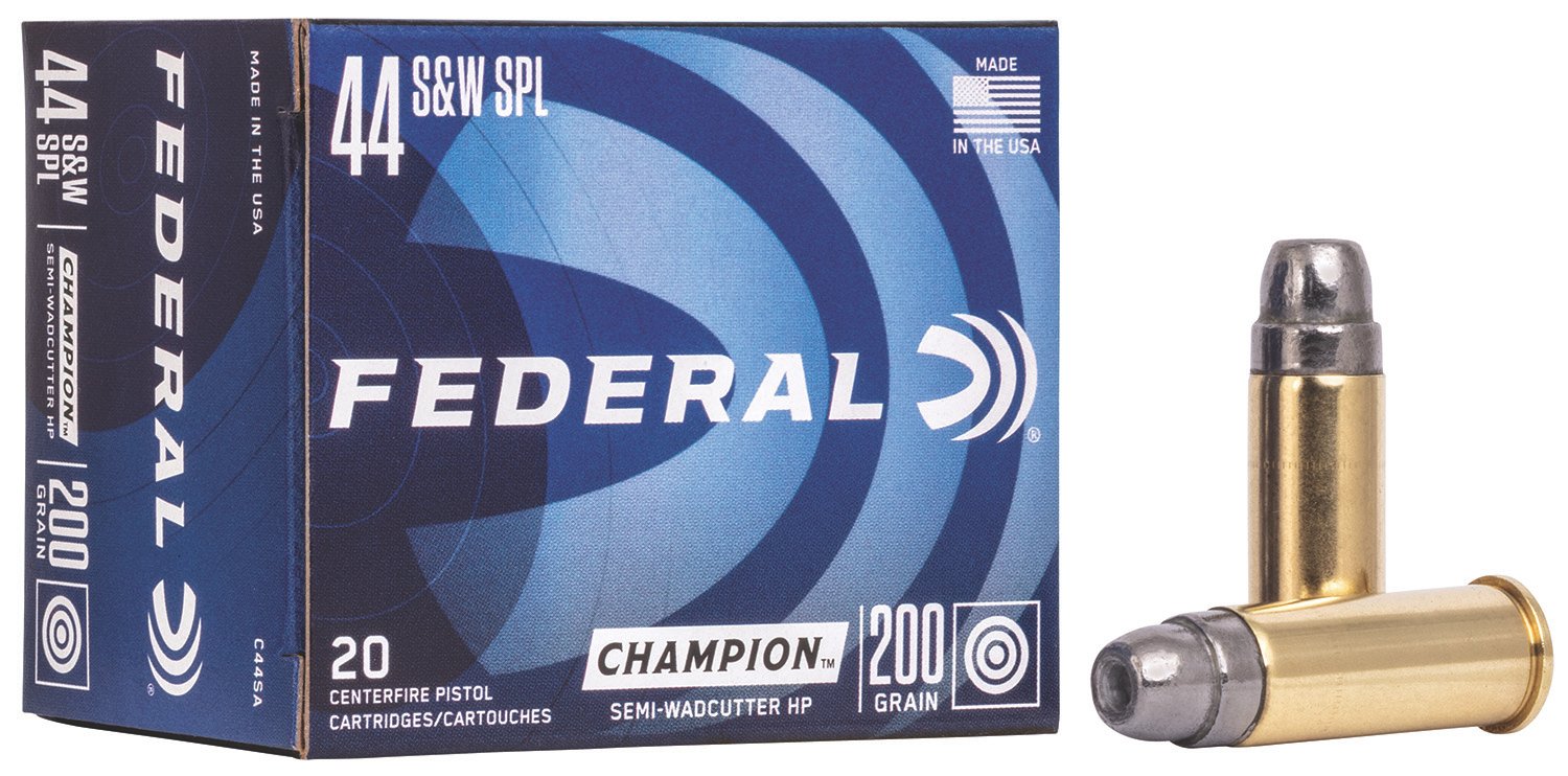 Federal C44SA Champion Training 44S&W Spl 200gr Semi Wadcutter Hollow Point 20 Per Box/25 Case Federal C44SA Champion Training 44S&W Spl 200gr Semi Wadcutter Hollow Point 20 Per Box/25 Case