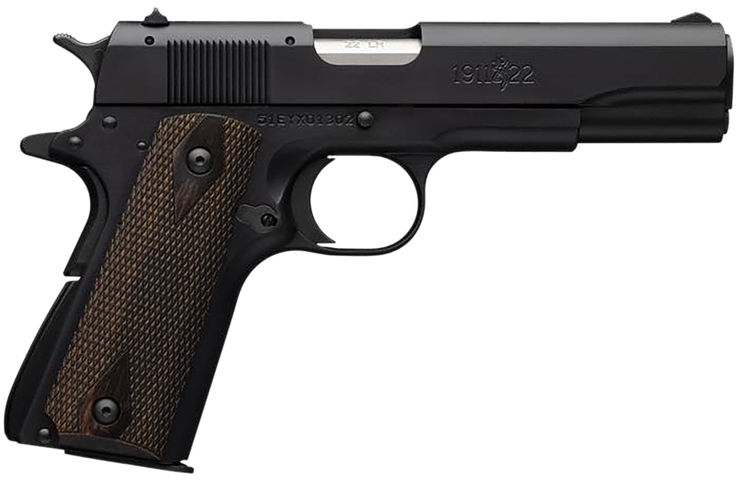 Browning 051802490 1911 A1 *CA Compliant Full Size 22 LR 10+1, 4.25″ Matte Stainless Steel Barrel, Matte Black Serrated Slide & Alloy Frame w/Beavertail Browning 051802490 1911 A1 *CA Compliant Full Size 22 LR 10+1, 4.25″ Matte Stainless Steel Barrel, Matte Black Serrated Slide & Alloy Frame w/Beavertail