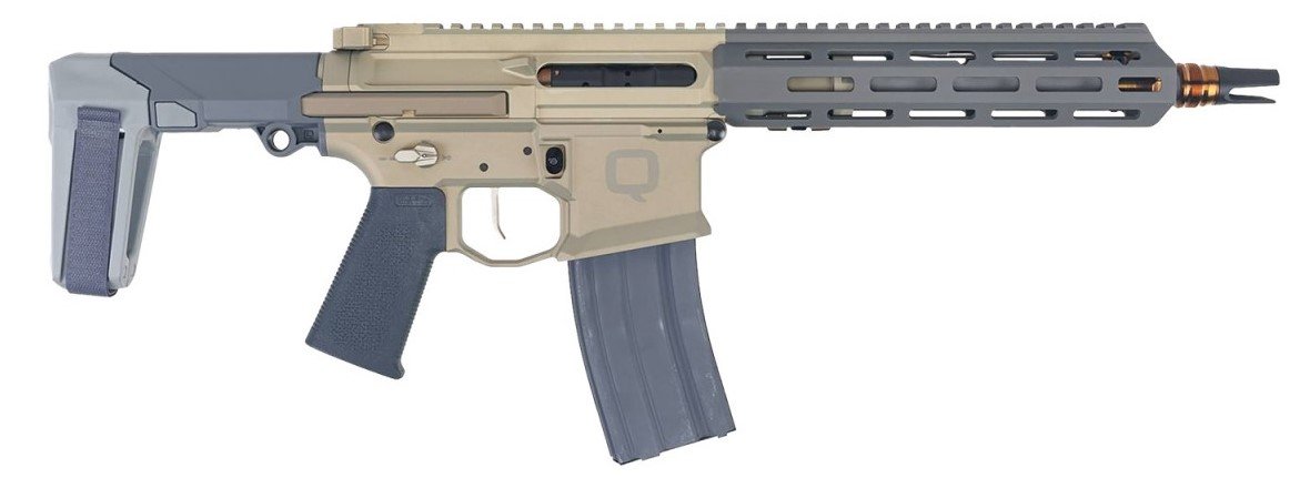 Q HONEY BADGER 5.56 NATO 9.69IN BARREL 1 IN 15 TWIST PISTOL WITH BRACE GRAY ACCENTS HB-556-10IN-PISTOL Q HONEY BADGER 5.56 NATO 9.69IN BARREL 1 IN 15 TWIST PISTOL WITH BRACE GRAY ACCENTS HB-556-10IN-PISTOL
