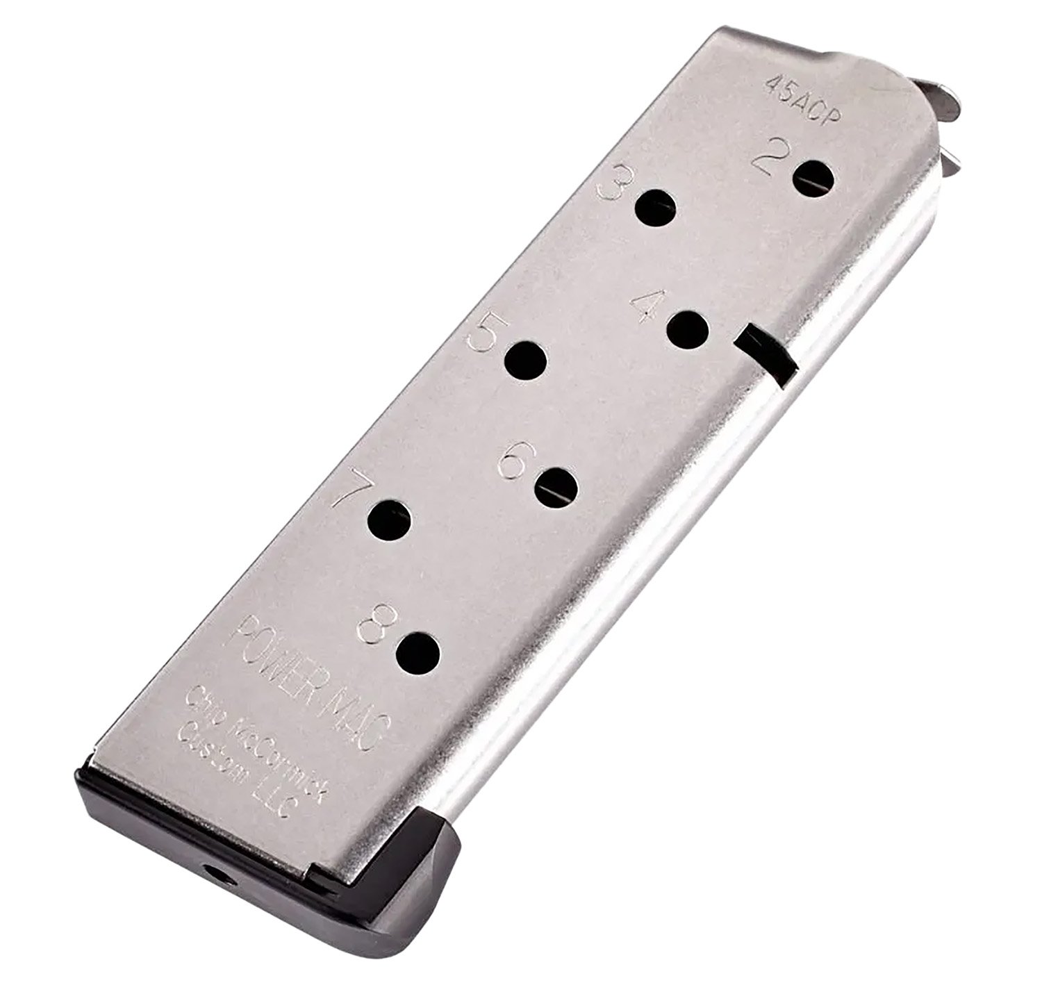 CMC Products 14132 Power Mag 8rd 45 ACP Fits 1911 Officer Stainless Steel w/ Black Base Pad CMC Products 14132 Power Mag 8rd 45 ACP Fits 1911 Officer Stainless Steel w/ Black Base Pad