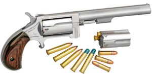 North American Arms SWC4 Sidewinder *CA Compliant 22 LR/22 WMR 5 Shot 4″ Stainless Steel Barrel, Stainless Steel Frame, Stainless Cylinder, Rosewood Birdshead Grip, Exposed Hammer