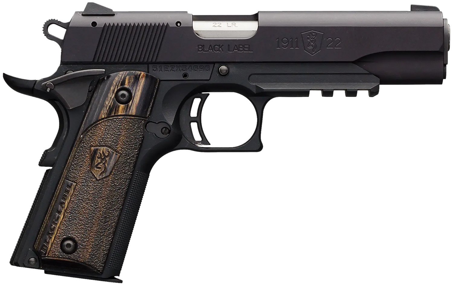 Browning 051816490 1911 Black Label Full Size Frame 22 LR 10+1, 4.25″ Stainless Steel Barrel, Matte Black Serrated Slide & Polymer Frame w/Beavertail & Picatinny Rail Browning 051816490 1911 Black Label Full Size Frame 22 LR 10+1, 4.25″ Stainless Steel Barrel, Matte Black Serrated Slide & Polymer Frame w/Beavertail & Picatinny Rail