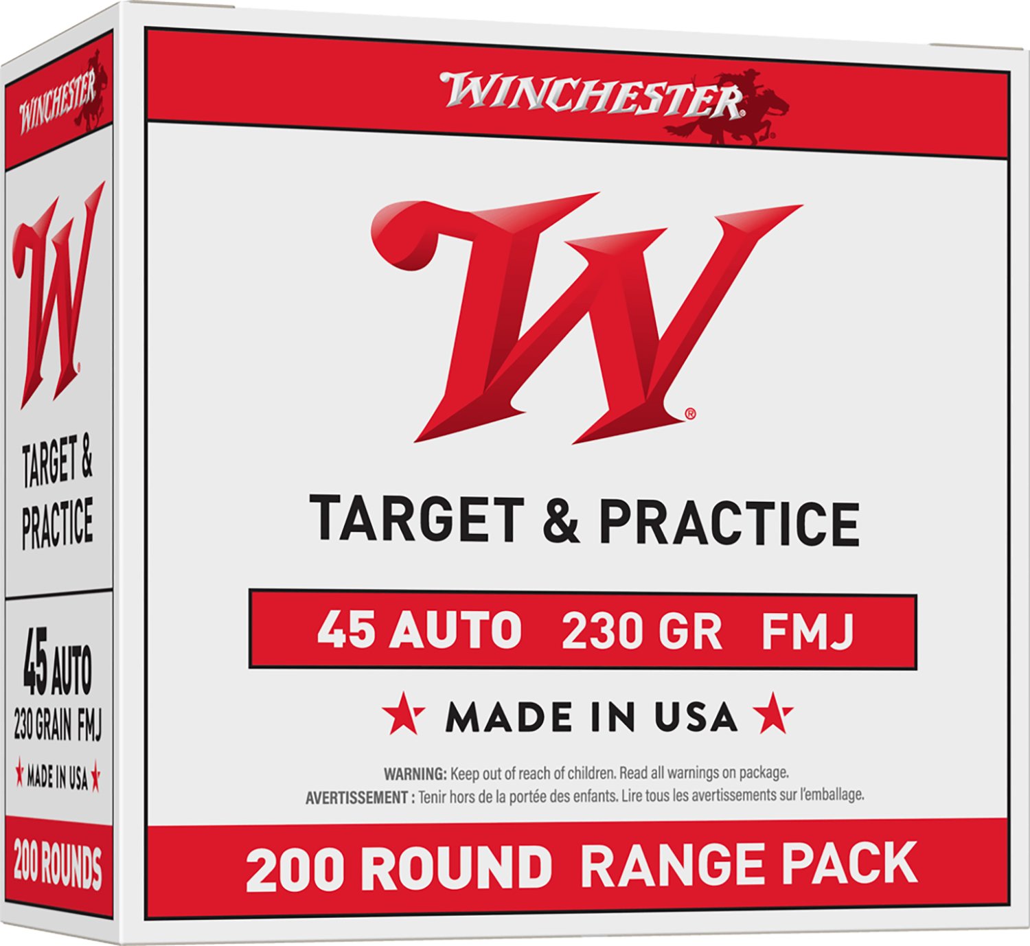 Winchester Ammo USA45W USA Range Pack 45ACP 230gr Full Metal Jacket 200 Per Box/3 Case