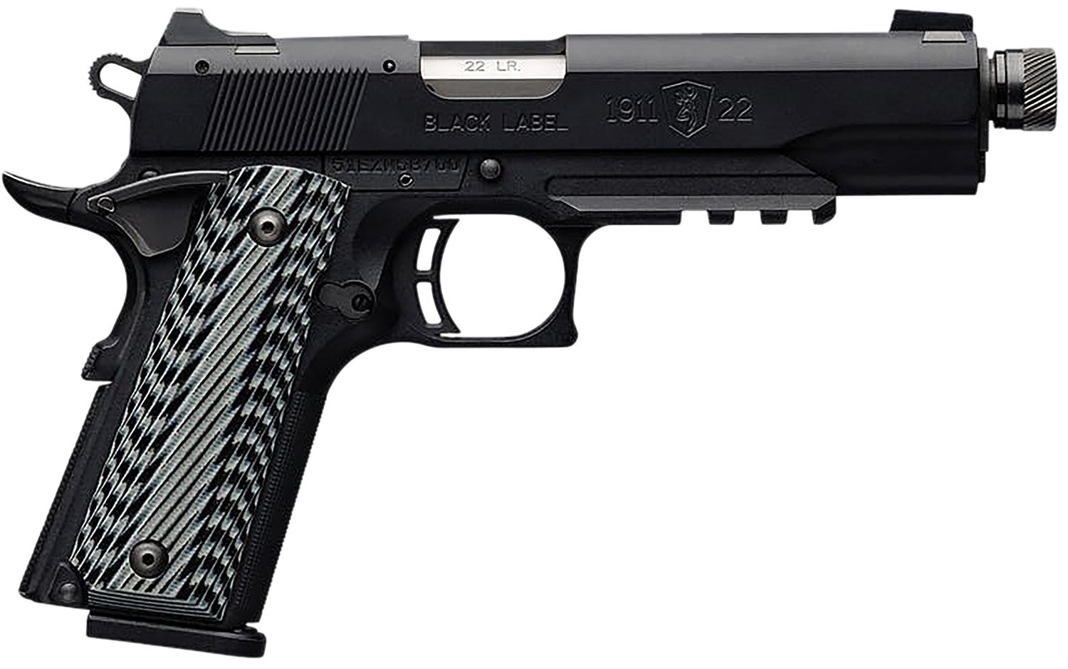 Browning 051820490 1911-22 Black Label SR Full Size 22 LR 10+1, 4.88″ Stainless Steel Threaded Barrel, Matte Black Serrated Slide & Polymer Frame w/Beavertail & Picatinny Rail Browning 051820490 1911-22 Black Label SR Full Size 22 LR 10+1, 4.88″ Stainless Steel Threaded Barrel, Matte Black Serrated Slide & Polymer Frame w/Beavertail & Picatinny Rail