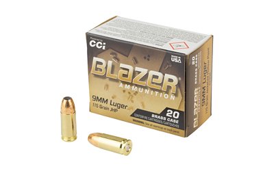 CCI BLAZER BRASS 9MM 115GR JHP 20 CCI BLAZER BRASS 9MM 115GR JHP 20
