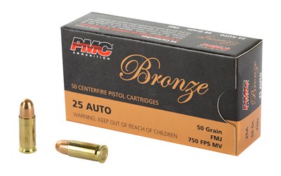 PMC BRNZ 25ACP 50GR FMJ 50/1000 PMC BRNZ 25ACP 50GR FMJ 50/1000