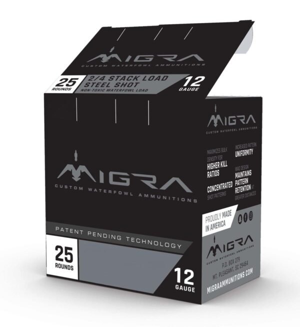 Migra Waterfowl Steel Shot Shotshells 12 ga 3″ 1-1/4 oz 1430 fps #4#6 25/ct