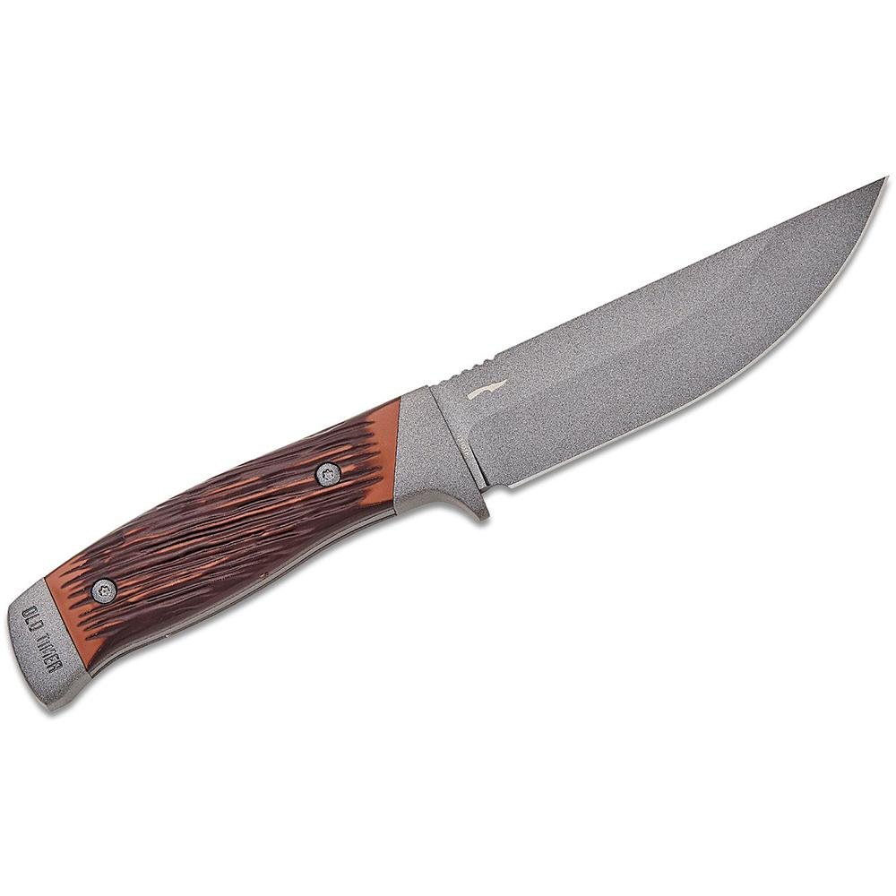 Old Timer Frontier Fixed Blade Knife 5" Drop Point Blade Wood Box