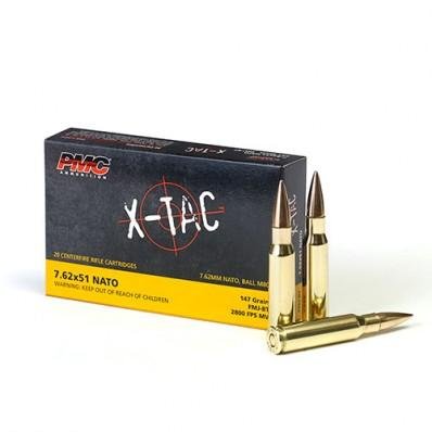 PMC X-Tac Rifle Ammunition 7.62x51mm 147gr FMJ-BT 2800 fps 20/ct PMC X-Tac Rifle Ammunition 7.62x51mm 147gr FMJ-BT 2800 fps 20/ct