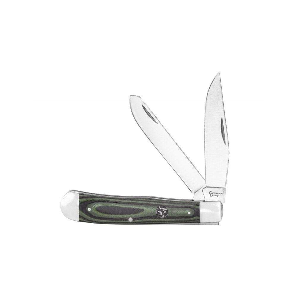 ABKT Cattleman Trapper Cowhand Knife 2 Blades Green