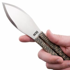 SOG Fling Throwing Knives 2.8″ Blade Green and Tan Paracord Wrapped Set of 3
