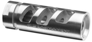 Rise Armament RA701223SLVR RA-701 Compensator Silver 416R Stainless Steel with 1/2″-28 tpi Threads & 2.50″ OAL for 5.56x45mm NATO AR-Platform