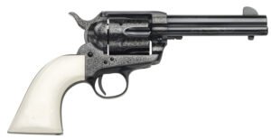 Taylors & Company 200059 1873 Cattleman Outlaw Legacy 357 Mag Caliber with 4.75″ Barrel, 6rd Capacity Cylinder, Overall Blued Engraved Finish Steel & Ivory Synthetic Grip