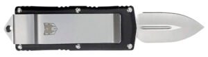 CobraTec Knives BLKOTFMC Money Clip  1.75" OTF Plain D2 Steel Blade/Black Aluminum Handle Includes Pocket Clip