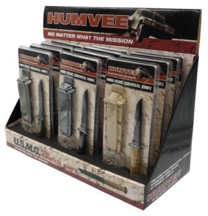 Humvee Adventure Gear HMVDBUSMC Humvee Combat Knife Display 3.5″ USMC Combat Knife Display