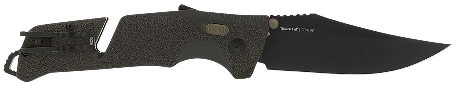 S.O.G SOG11120341 Trident AT 3.70″ Folding Clip Point Plain Black TiNi Cryo D2 Steel Blade/Olive Drab w/FDE Accents GRN Handle Features Line Cutter/Glass Breaker S.O.G SOG11120341 Trident AT 3.70″ Folding Clip Point Plain Black TiNi Cryo D2 Steel Blade/Olive Drab w/FDE Accents GRN Handle Features Line Cutter/Glass Breaker