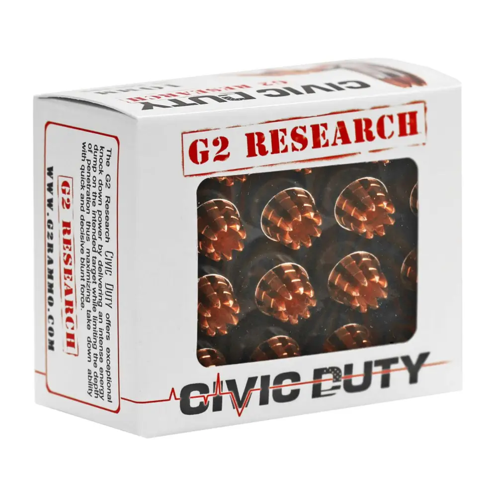 G2R CIVIC DUTY 10MM 20RD BOX 25 BOXES PER CASE G2R CIVIC DUTY 10MM 20RD BOX 25 BOXES PER CASE