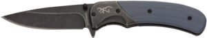 Browning 3220365 The Range  EDC Compact 2.75″ Folding Drop Point, Plain Black Oxide Stonewashed 7Cr17MoV SS Blade, Black/Blue Aluminum/G10 Handle