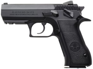 IWI US J941FS910ORP Jericho 941 Mid-Size Frame 9mm Luger 10+1 3.80″ Black Chrome Lined Steel Barrel, Black Serrated Steel Slide & Frame w/Beavertail & Picatinny Rail, Black Textured Grips