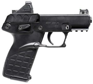 Kel-Tec P17BBLKOPTIC P17  Compact Frame 22 LR 16+1 3.80″ Black Steel Barrel, Black Serrated Steel Slide, Black Polymer Frame w/Picatinny Rail, Textured Grip, Viridian RFX-11 Green Dot, Ambidextrous