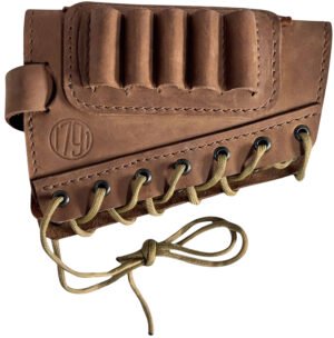 1791 Gunleather HNTBAMRBRWR Butt Cuff Ammo Holder Hunt Brown Leather Capacity 5 Shells “Creep Stop” Strap Mount
