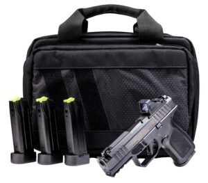 Rost Martin RM1CBLKOSP(COMP)SPL RM1C Comp Bundle 9mm Luger 17+1 4″ Compensated Barrel, Black Nitron Steel Integrated Compensator/Serrated w/Optic Slide, Black Polymer Frame w/Picatinny Rail, Textured