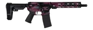 Shark Coast Tactical SCC07053ANBCHY-P Anime-15 5.56 NATO 30+1 10.50″ Black Nitride Threaded Barrel, Black Cherry Cerakote Aluminum Receiver w/Picatinny Rail, Polymer SB Tactical SBA3 Brace, Magpul MOE