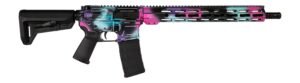 Shark Coast Tactical SCC101938DISB Anime-15  5.56 NATO 30+1 16″ Black Nitride Threaded Barrel, Disco Cerakote Aluminum Receiver w/Picatinny Rail, M-LOK Handguard, Magpul Collapsible Black Polymer Stoc