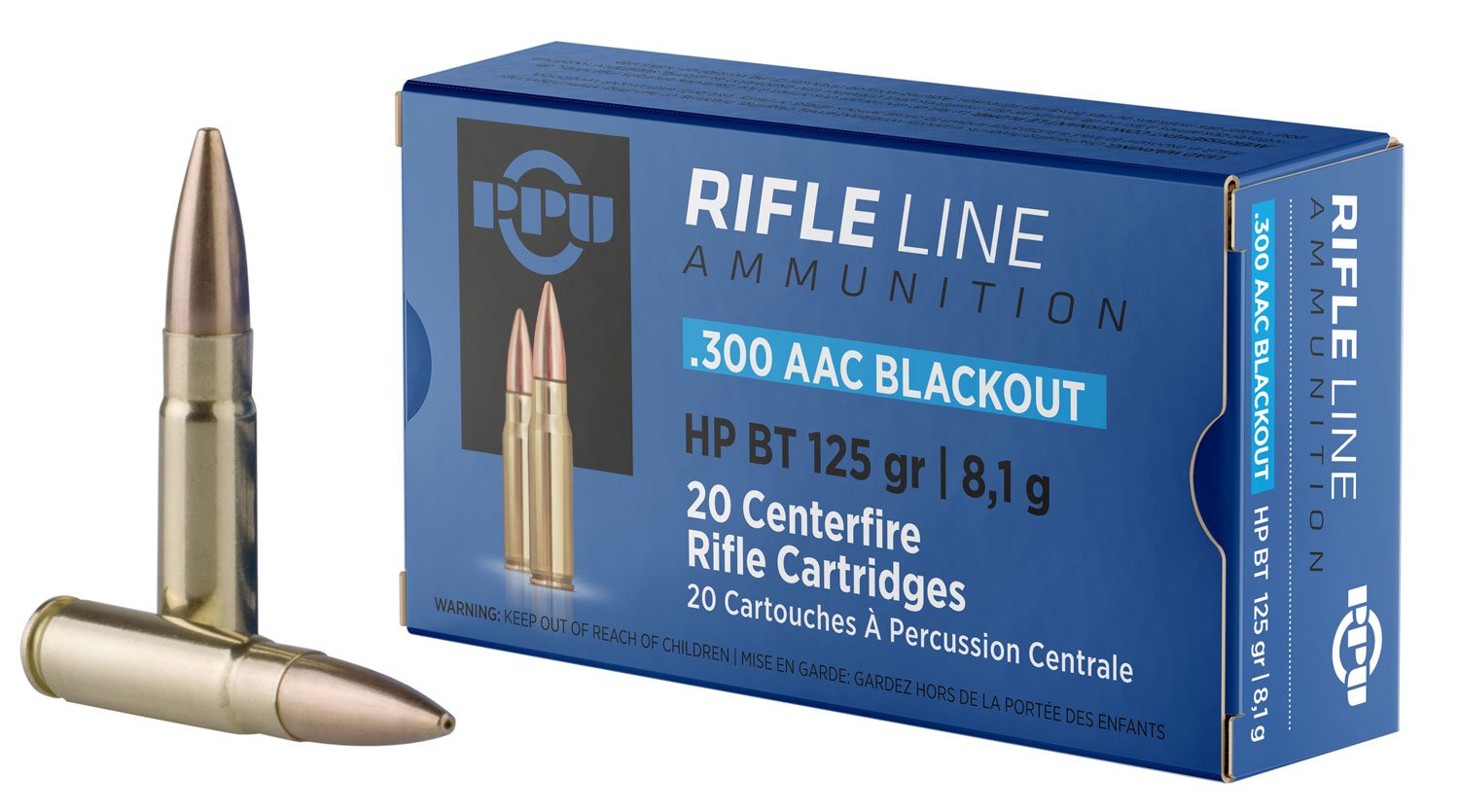 PPU PP300BH Standard Rifle 300Blackout 125gr Hollow Point Boat Tail 20 Per Box/50 Case PPU PP300BH Standard Rifle 300Blackout 125gr Hollow Point Boat Tail 20 Per Box/50 Case