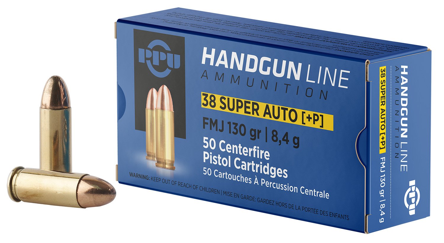 PPU PPH38SU Handgun 38Super+P 130gr Full Metal Jacket 50 Per Box/10 Case PPU PPH38SU Handgun 38Super+P 130gr Full Metal Jacket 50 Per Box/10 Case