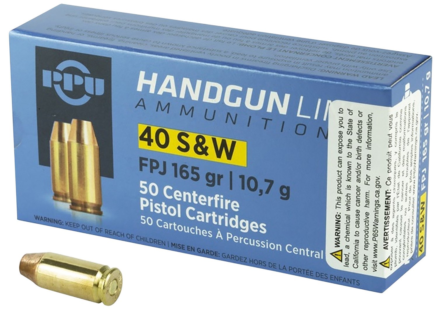 PPU PPH40F Handgun 40S&W 165gr Flat Point Jacketed 50 Per Box/10 Case PPU PPH40F Handgun 40S&W 165gr Flat Point Jacketed 50 Per Box/10 Case