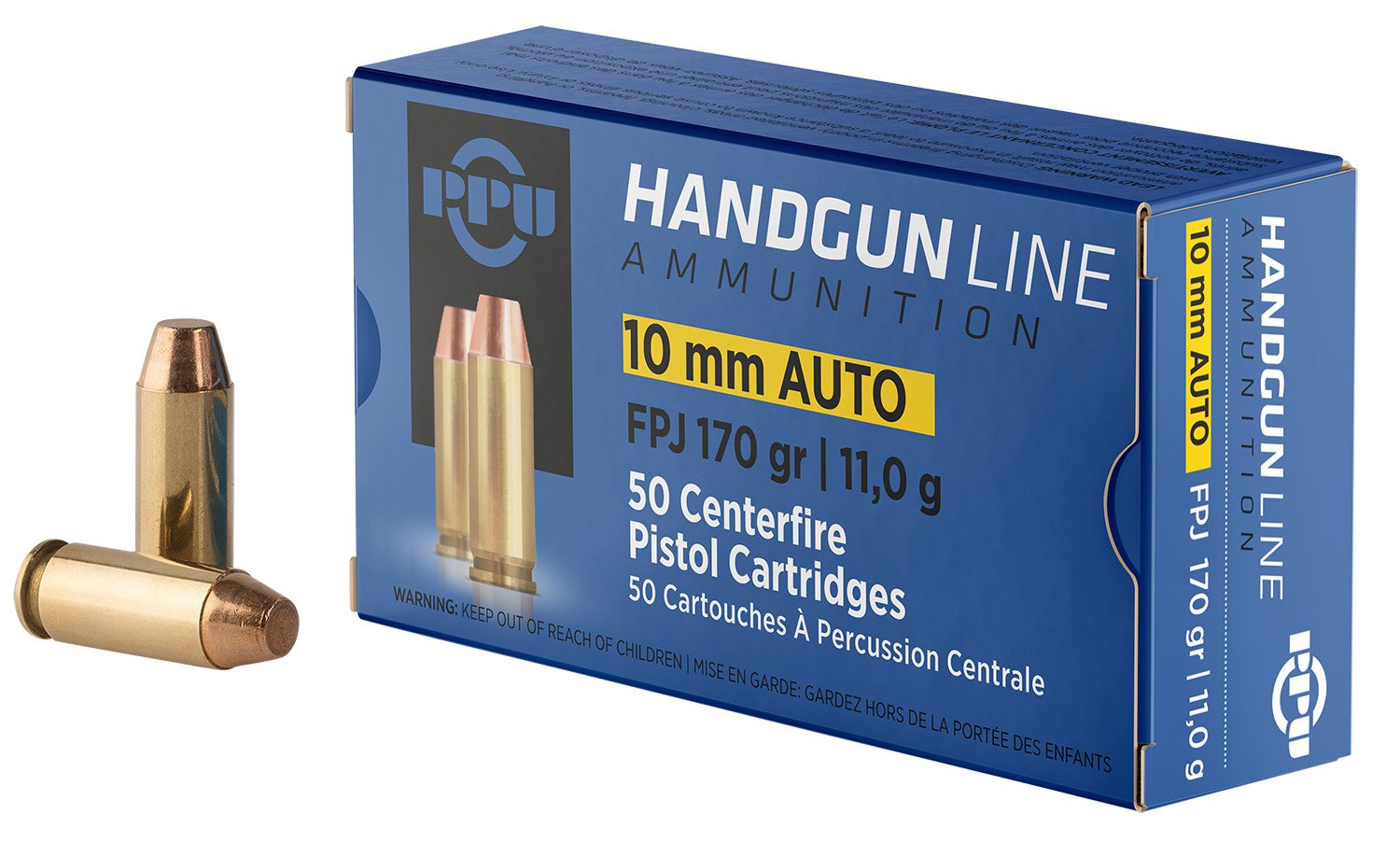 PPU PPH10F Handgun 10mmAuto 170gr Flat Point Jacketed 50 Per Box/10 Case PPU PPH10F Handgun 10mmAuto 170gr Flat Point Jacketed 50 Per Box/10 Case