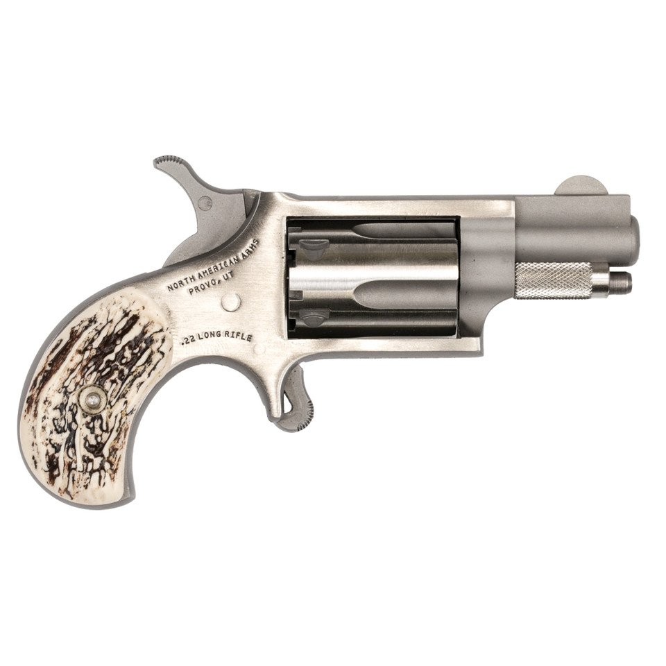 NAA 22LR 1 1/8IN BARREL 5RD SS FAUX STAG GRIP NAA-22LR-GSTG