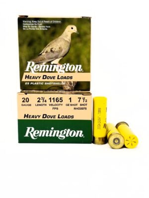 Remington 20 Gauge Ammunition Heavy Dove Load RHD2075 2-3/4″ 7-1/2 Shot 1oz 1165fps Case of 250 Rounds