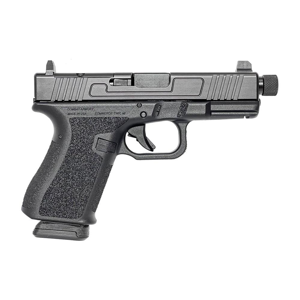 Combat Armory CA19 OR Handgun 9mm Luger 10rd Magazine 4.49″ Threaded Barrel Black with Suppressor Height Sights Combat Armory CA19 OR Handgun 9mm Luger 10rd Magazine 4.49″ Threaded Barrel Black with Suppressor Height Sights